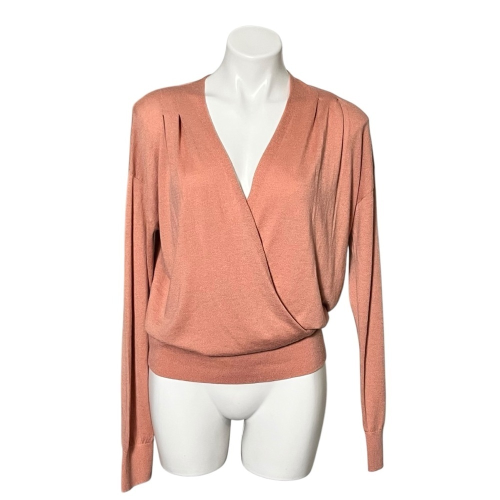 Halogen Wrap Front Cashmere Blend Top Size Medium Peach New